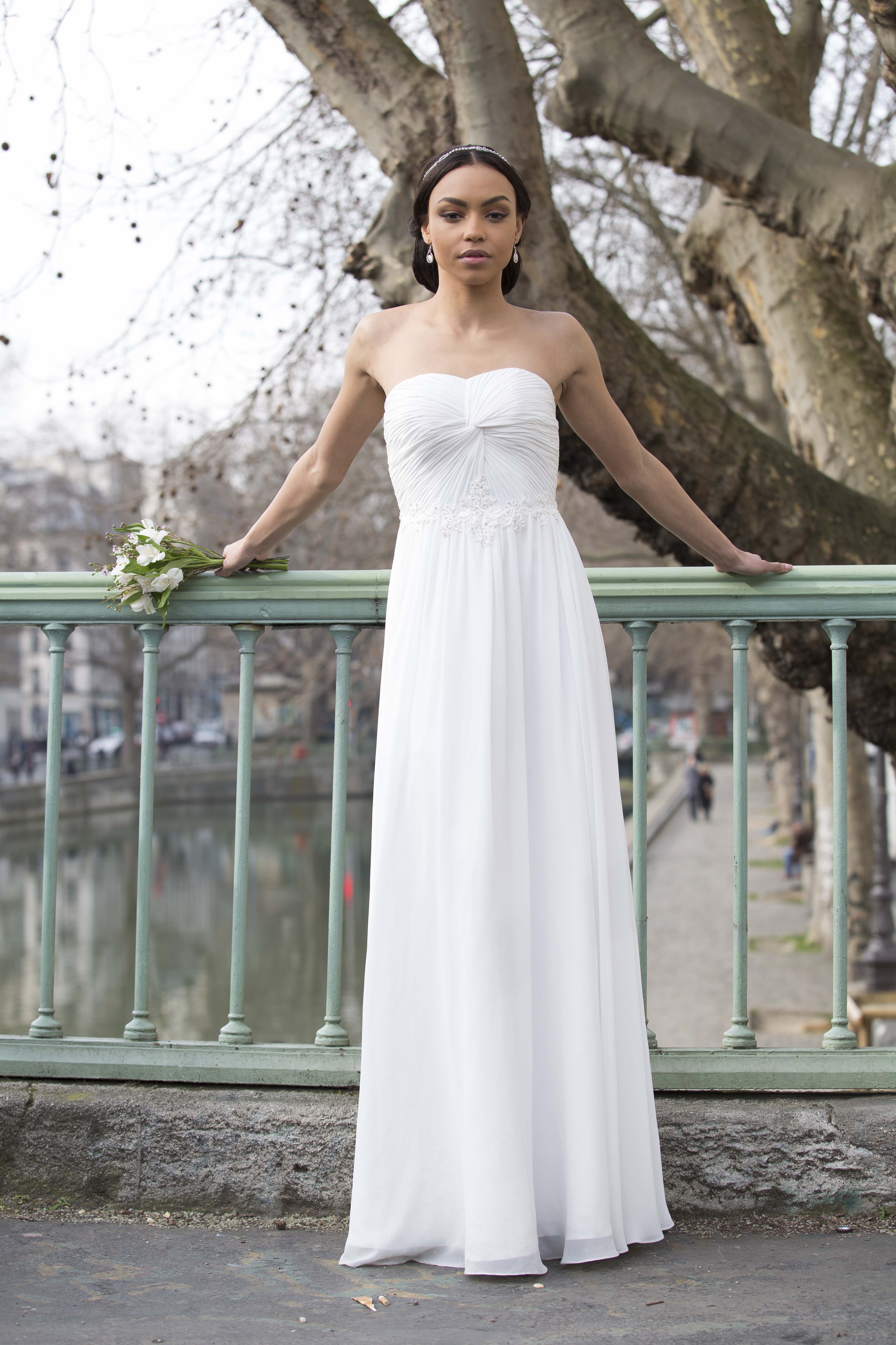 Christophe Guillarme Robe bustier georgette de soie blanche
