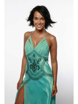 Turquoise silk short dress