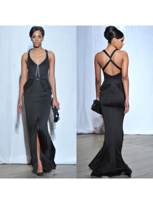 Long black jersey Dress