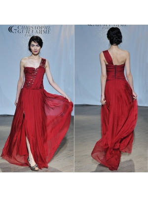 Robe longue en soie rouge